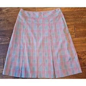 Brooks Brothers Women's Red Black White Pleated Plaid Skirt 8 Petite 29 W 23.5 L